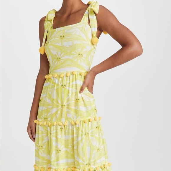Never Fully Dressed Yellow Sun Pom Pom MIDI Dress NWT SHOPBOP - Picture 1 of 8